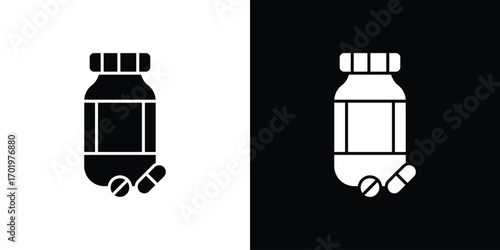 Pill bottle icon design illustration. icon concept in flat
