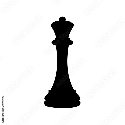 Silhouette of a powerful queen chess piece on a white background