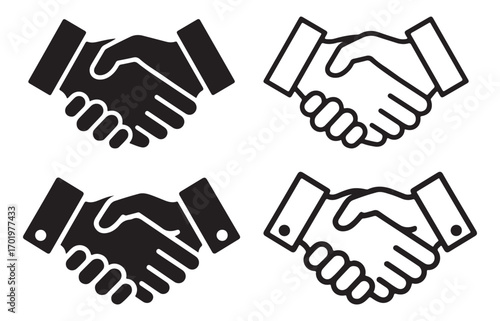 Handshake Icon Vector Set – Business Agreement Partnership Collaboration Symbol Design