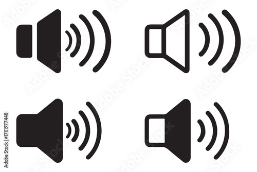 Speaker Volume Icon Set – Sound Audio Symbol Collection