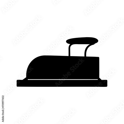 Silhouette of a vintage flat iron used for clothes pressing