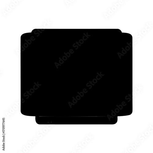 Simple black square with rounded corners and extensions on white background