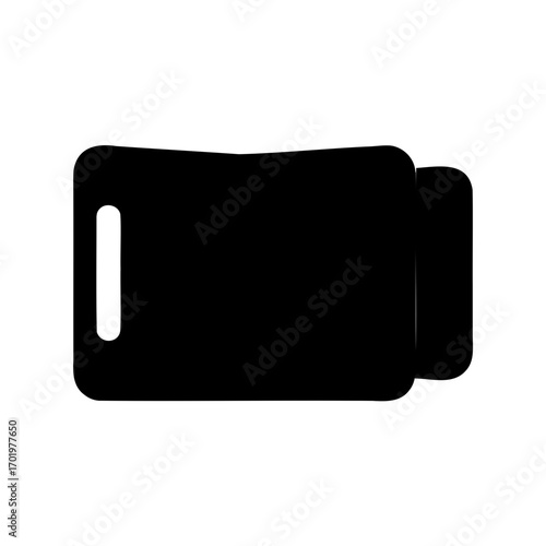 Monochrome illustration of two cutting boards, one with handle, overlapping each other