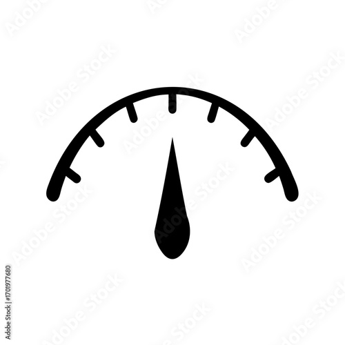 Simple black and white gauge illustration representing a low value or measurement