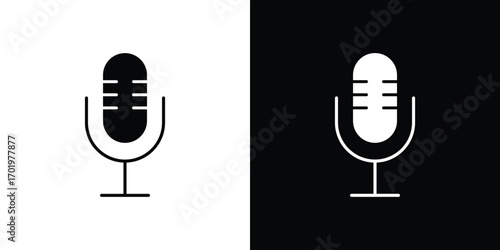 Microphone icon design illustration. icon concept in flat