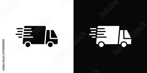 Fast shipping delivery truck icon design illustration. icon concept in flat