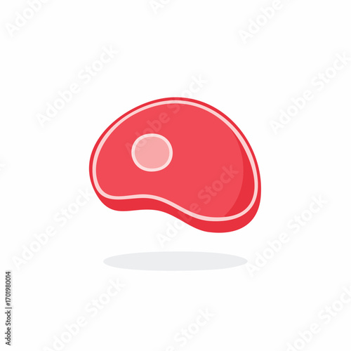 Flat design raw meat steak icon with subtle marbling graphic for food and butcher shop concepts