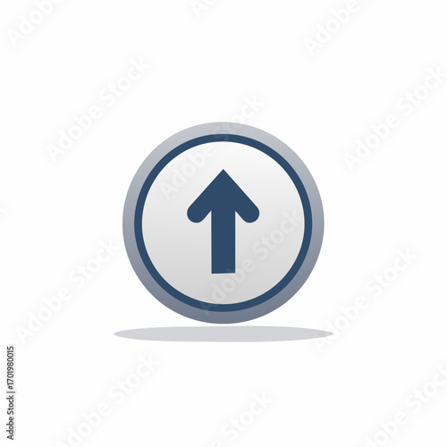 Modern up arrow icon in a circular gradient button for user interface design and upload