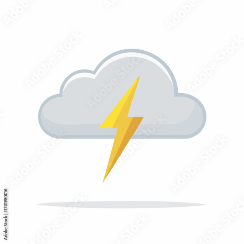 Illustrated cloud with a yellow lightning bolt icon on a white background