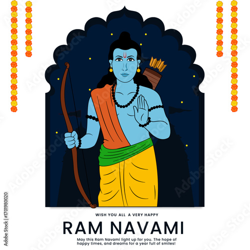 vector illustration of Lord Rama killing Ravana in Dussehra Navratri festival of India	
