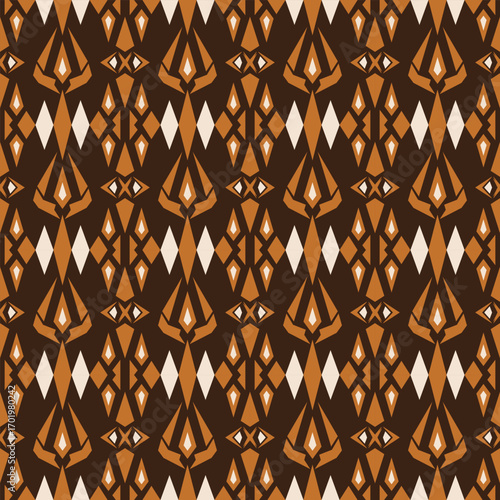 Bold aztec seamless in amber orange and umber