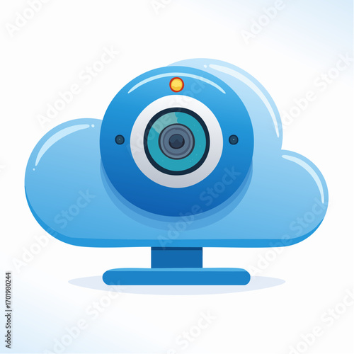 Cloud webcam computer icon cartoon graphic illustration online stream communication
