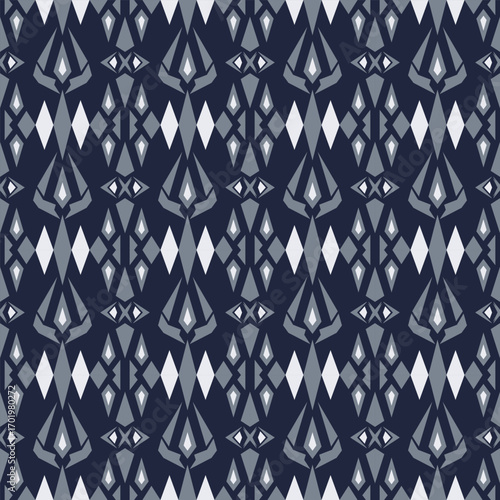 Modern aztec seamless in slate grey and indigo