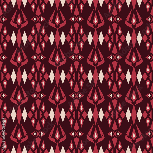 Luxury aztec geometric seamless in ruby red