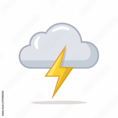 Thunderstorm cloud with lightning bolt, severe weather illustration, sky danger element