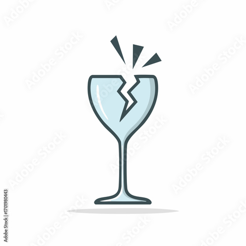 Stylized Illustration of a Broken Wine Glass with Fractured Glass Shards