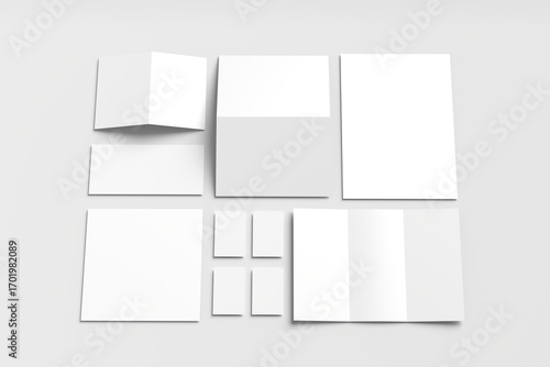 Wallpaper Mural Array of blank stationery items arranged on a light gray background.  Torontodigital.ca