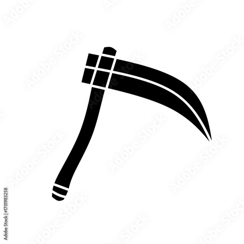 Minimalist Flat Scythe Silhouette Outline Dangerous Harvesting Tool Icon