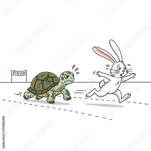 the tortoise and the hare are racing