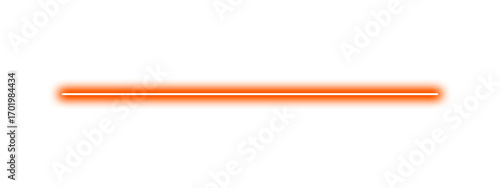glowing orange neon light line with sparkle effect on transparent background