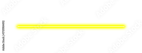 glowing yellow neon light line with sparkle effect on transparent background