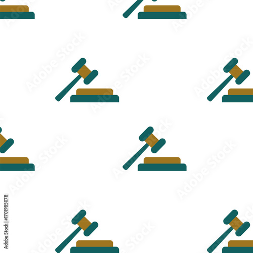 Seamless pattern with judge gavel, law and justice background design, flat vector illustration for legal and business concept