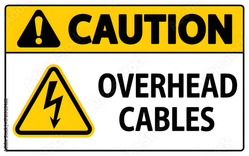 Wallpaper Mural Caution overhead cables sign indicating electrical hazard and potential danger due to wires present Torontodigital.ca