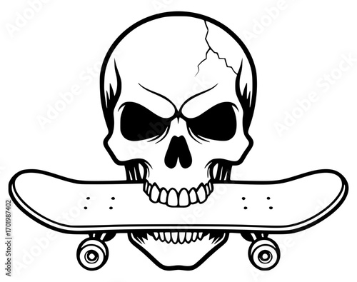 Skateboarding Skull Head, Skateboard SVG, Skull SVG, Skater SVG, Grunge SVG