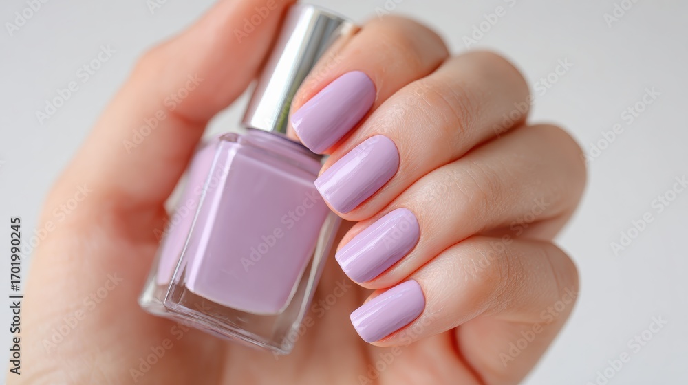 custom made wallpaper toronto digitalFemale hand with lilac nail polish holding a matching nail polish bottle, elegant manicure