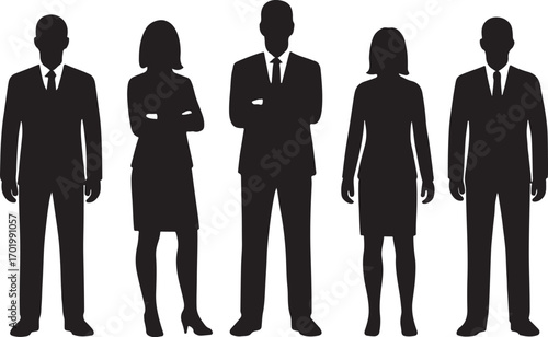 PrintDiverse group of business professionals standing together in silhouette