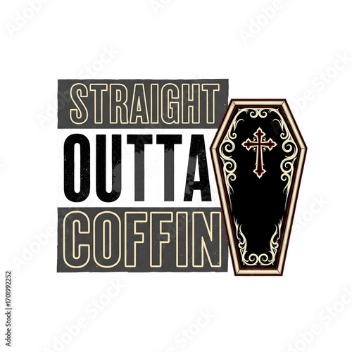 Straight Outta Coffin Minimalist Spooky Season Graphic Halloween T-Shirt Design