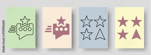 Modern minimalistic star icons and symbols representing ratings, reviews, feedback, and user experience, perfect for UI/UX design
