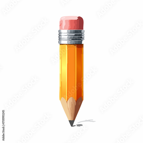 Classic Yellow Pencil With Pink Eraser On White Background