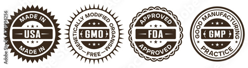 GMO FDA GMP USA Certification Seal Label Design