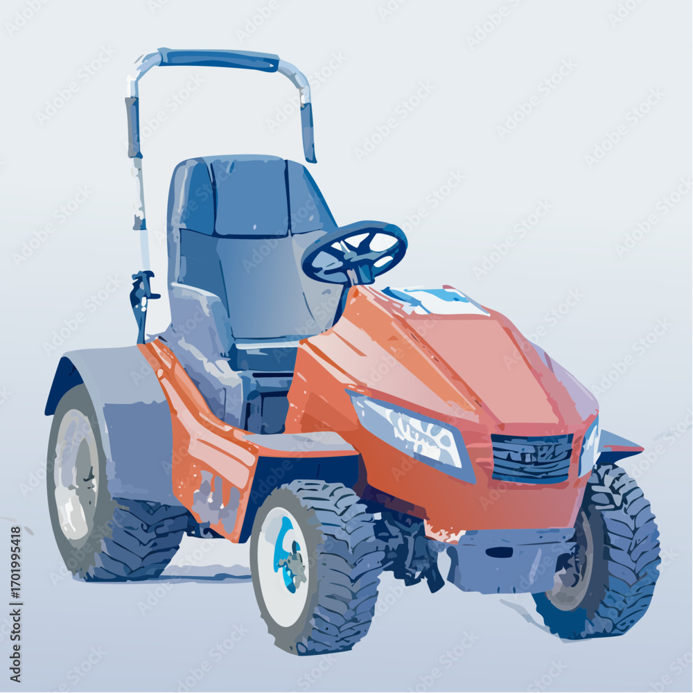Naklejka premium Blue Ride-On Lawn Mower Illustration