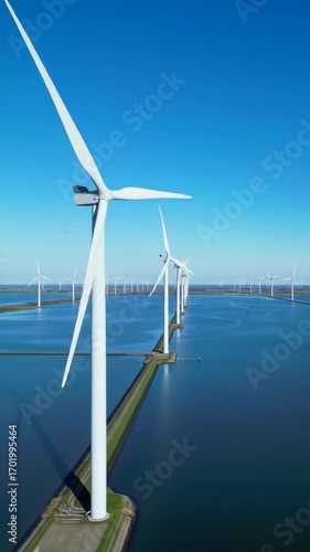 Wind Turbine Farm in Ocean Renewable Energy and Clean Power
