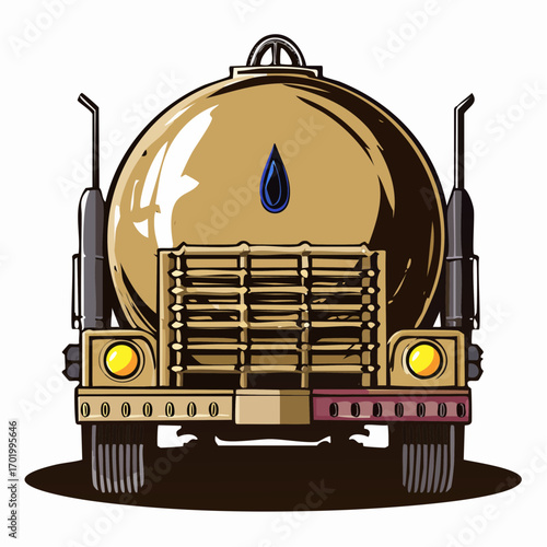 Behind View Oil Tanker Truck Illustration