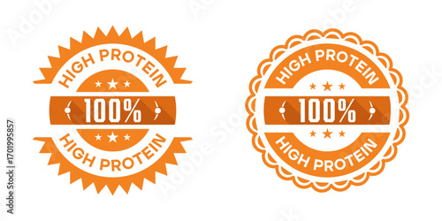 High Protein 100 Percent Nutrition Badge Label Design