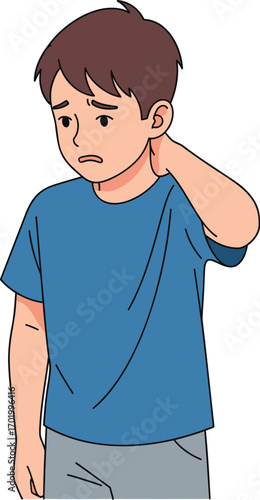 Boy Feeling Unwell And Worried	