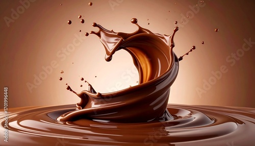 A splash of delicious melted chocolate, capturing the essence of indulgence and sweet sensation