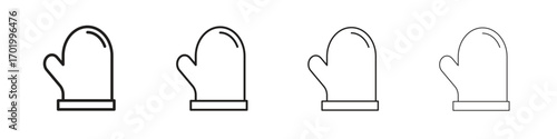 Oven mitt icons illustrations collection on white background. Pixel perfect vector graphics