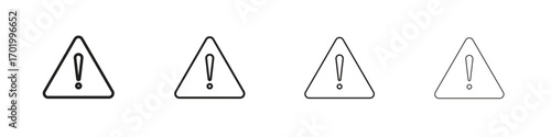 attention sign icons illustrations collection on white background. Pixel perfect vector graphics