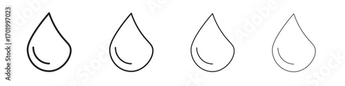 Water drop shape icons illustrations collection on white background. Pixel perfect vector graphics