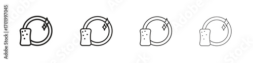 Washing dishes icons illustrations collection on white background. Pixel perfect vector graphics
