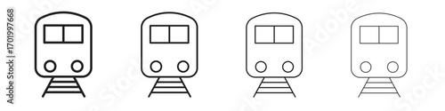 Train icons illustrations collection on white background. Pixel perfect vector graphics