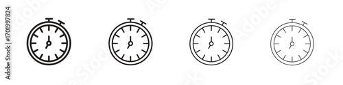 Timer icons illustrations collection on white background. Pixel perfect vector graphics