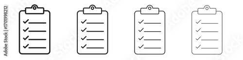 Task list icons illustrations collection on white background. Pixel perfect vector graphics