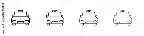 Taxi icons illustrations collection on white background. Pixel perfect vector graphics