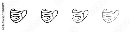 Surgical mask icons illustrations collection on white background. Pixel perfect vector graphics