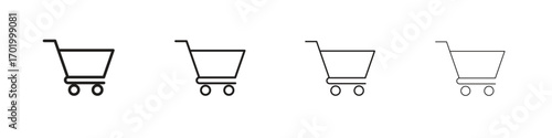 Shopping trolley icons illustrations collection on white background. Pixel perfect vector graphics